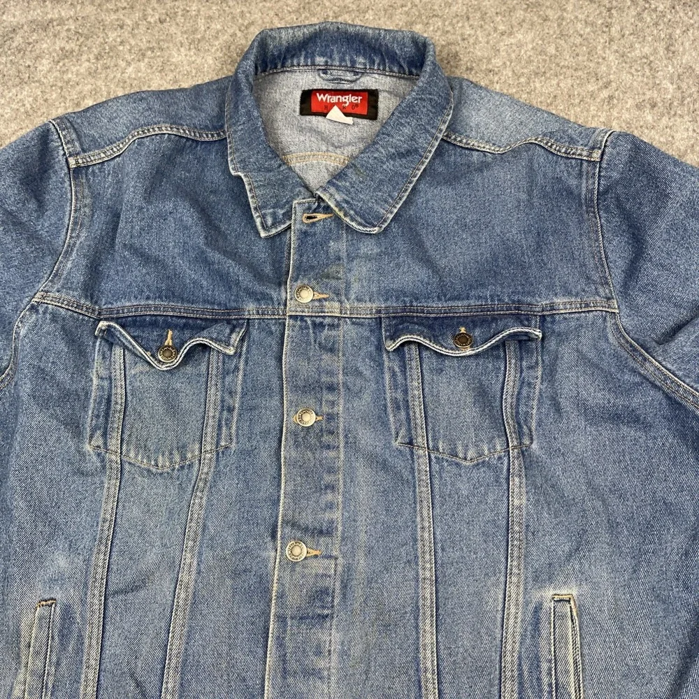 Vintage Wrangler Hero Jacket‎ Mens 4XL Blue Denim Trucker Cowboy Western 90s